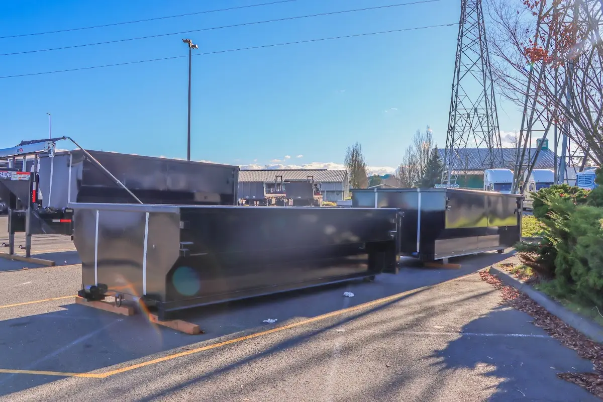 Roll-off dumpster ready for waste disposal at job site for Construction Dumpster Rental in Brooklyn Park